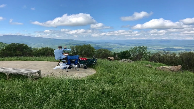 A Plein Air Painter at Dickey Ridge Visitor Center at Shenandoah National Park