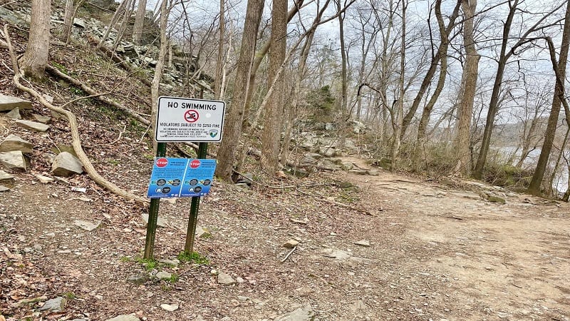 No Swimming Sign at Scott's Run Park