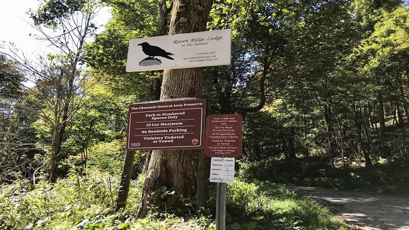 Signage in the Parking Area for the Hike to the Great Channels of Virginia