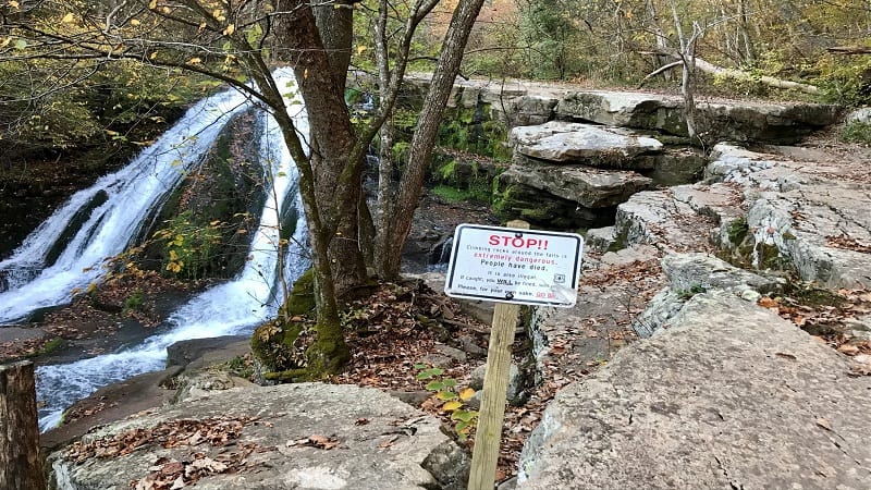 Roaring Run Falls-Stop Sign