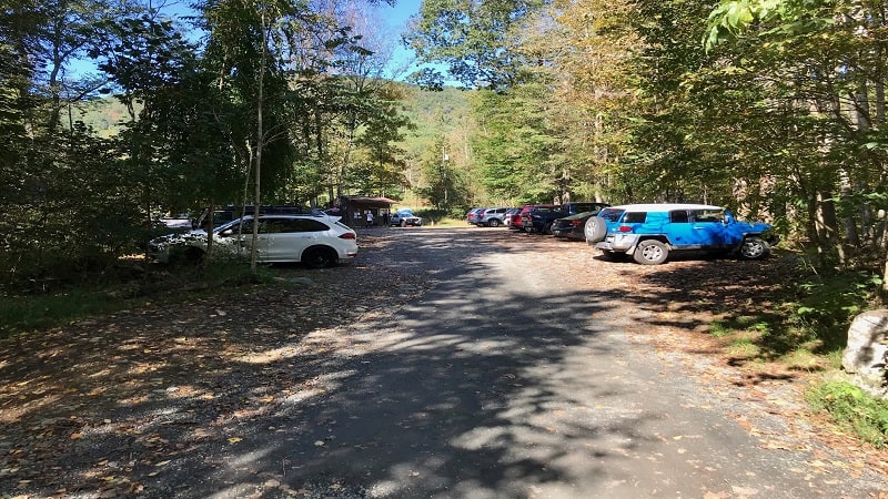 Parking area for Whiteoak Canyon Trail at Shenandoah National Park