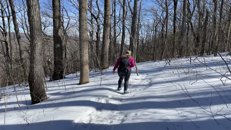 winter hiking in snow