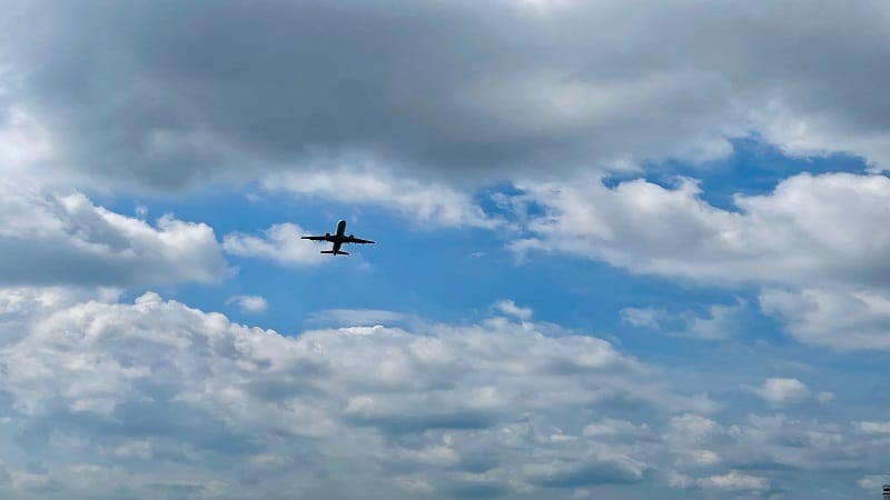Plane Flying Over Gravelly Point Park