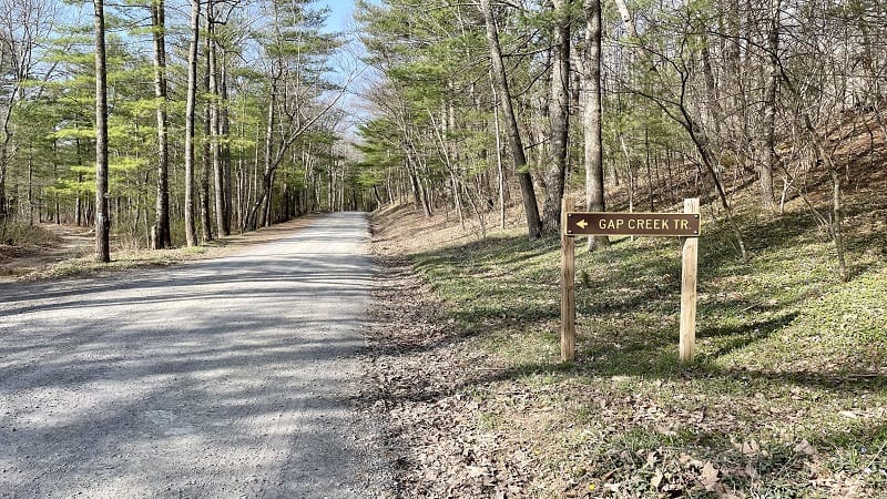 Gap Creek Trail Sign on Crisman Hollow Road