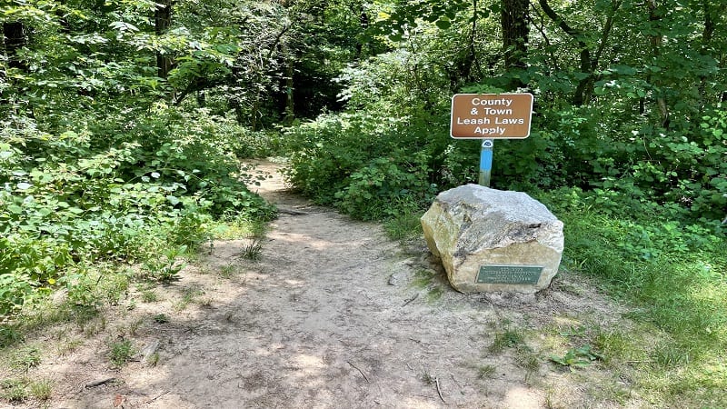 A plaque dedicated to Mrs. Frances V. Speek, the woman who donated the park land