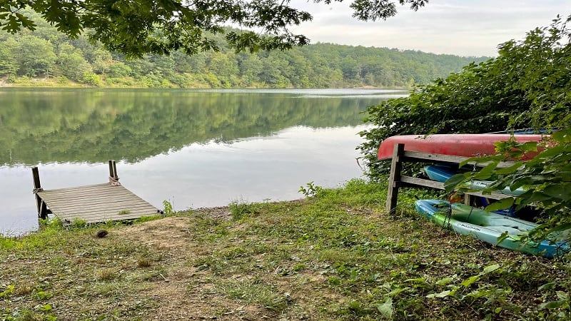 Canoes and a Dock at Lake Laura in Virginia