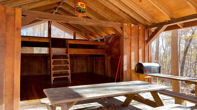 Interior of Whiskey Hollow Shelter