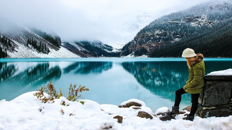 Woman Wearing Winter Hiking Leggings