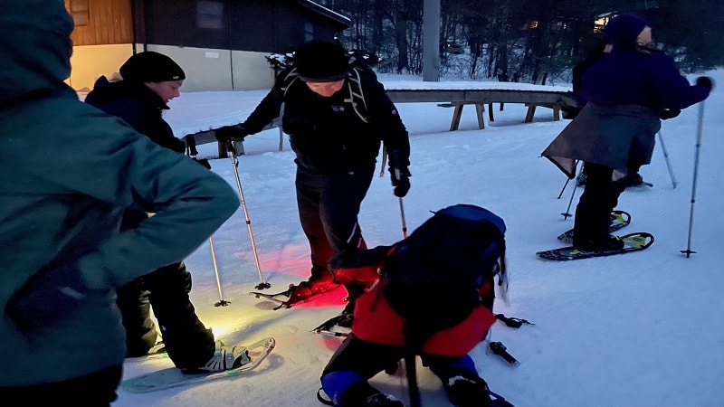 Fixing Snowshoes at Bryce Resort