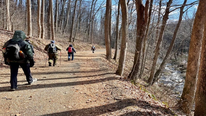 hiking on a fire road