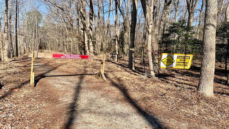 Trail Closed Sign at Sandy Bottom Nature Park