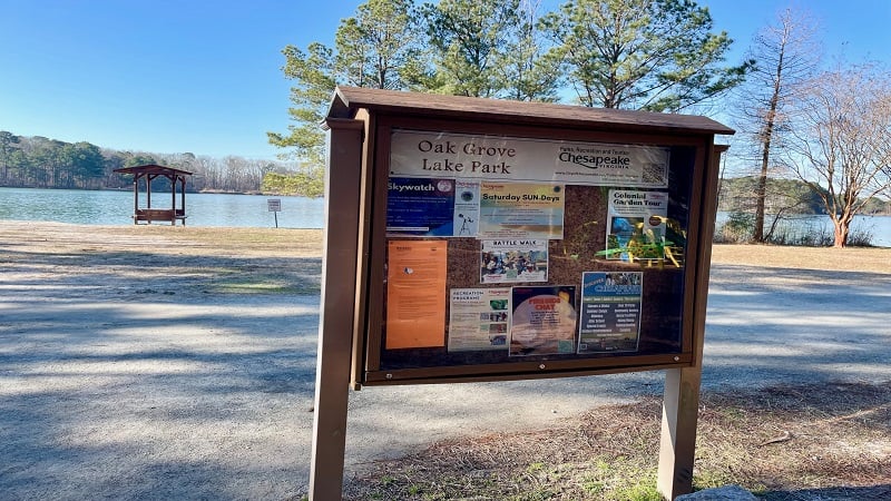 kiosk at oak grove lake park