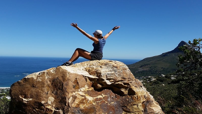 Woman in Hiking Skort on Rock