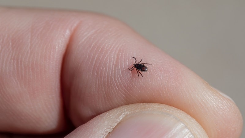 very small tick on hand