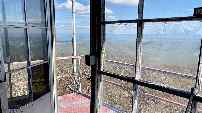 Inside the Elliott Knob Fire Tower