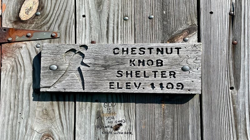 Chestnut Knob Shelter Door Sign