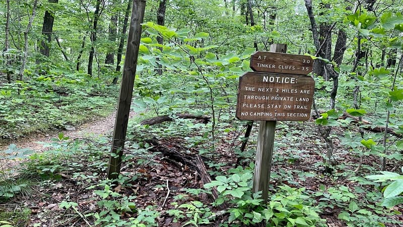 Tinker Cliffs Private Property Sign