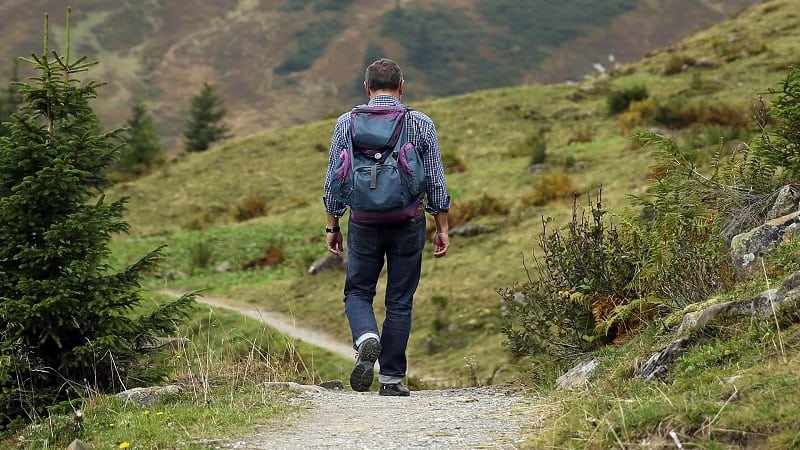 Man Hiking in Jeans