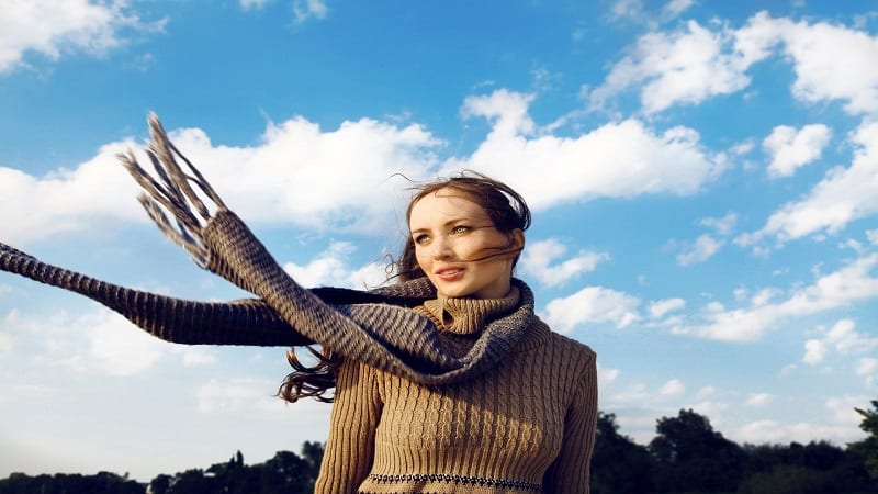 woman wearing a wool sweater