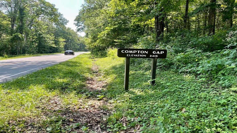 Compton Gap Sign at Shenandoah National Park