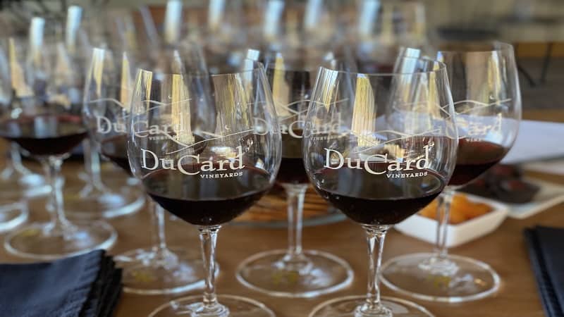 Glasses of Red Wine at DuCard Vineyards