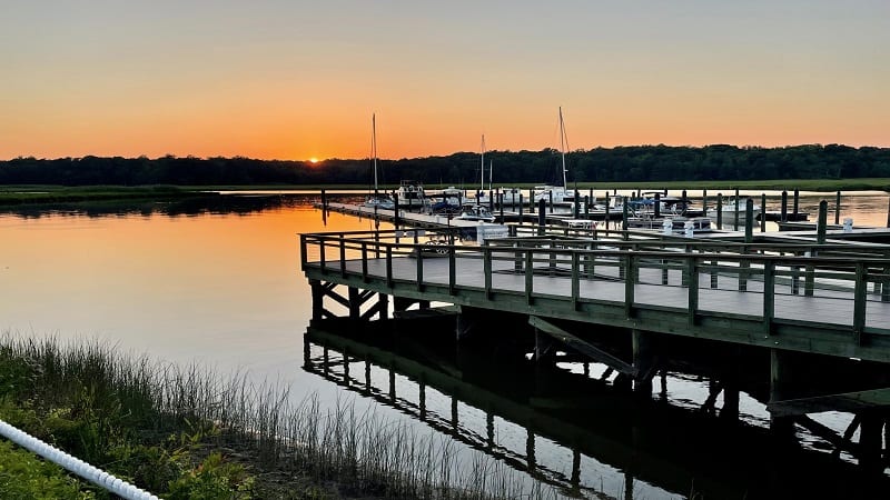 Sunset at Gray's Creek Marina in Surry County, Virginia