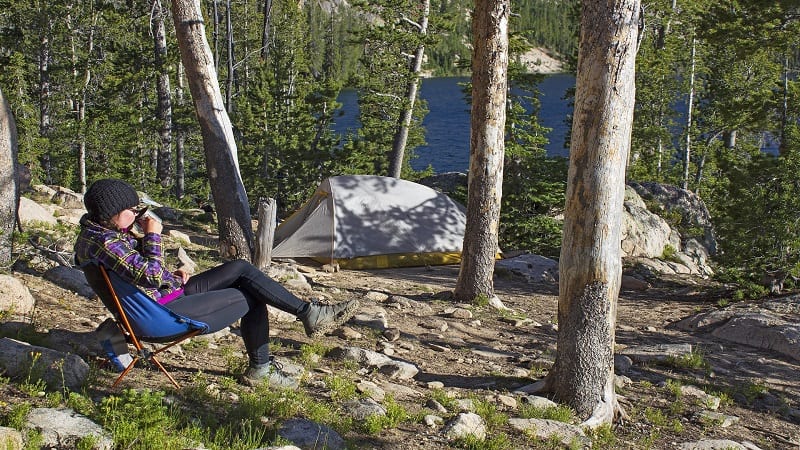 Woman Drinking Coffee While Camping