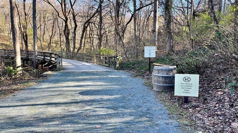 No Dogs Allowed Sign on Saunders-Monticello Trail