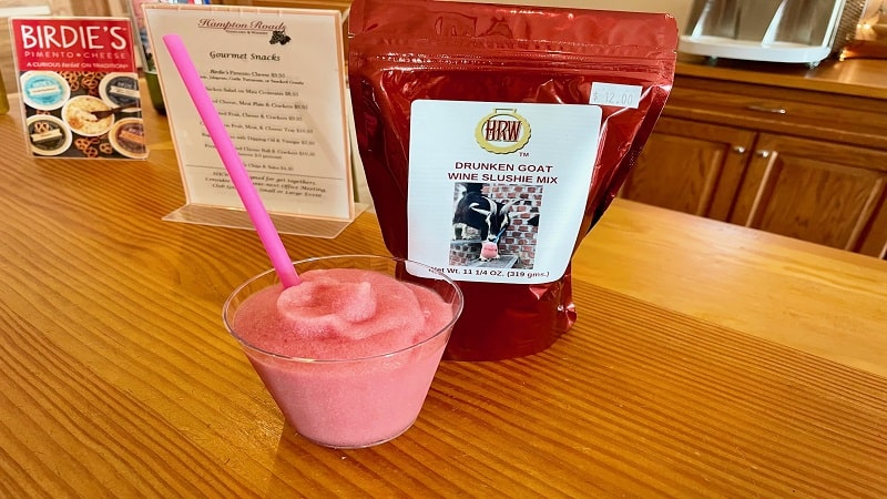 Drunken Goat Frozen Slushie at Hampton Roads Winery