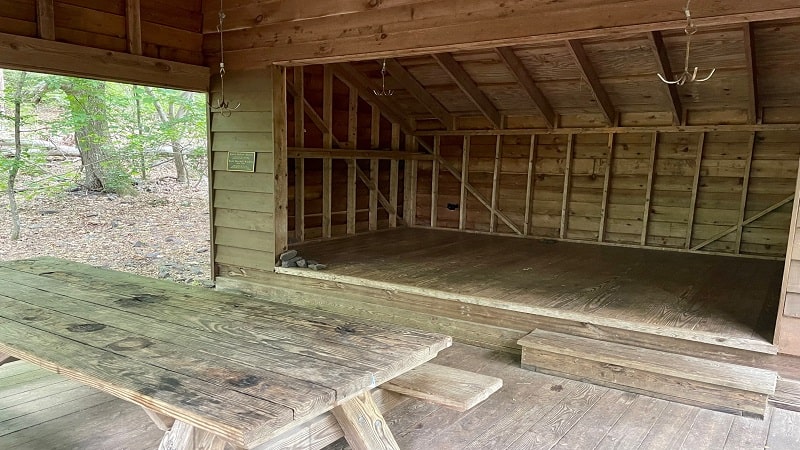 The inside of Sarver Hollow Shelter in Virginia