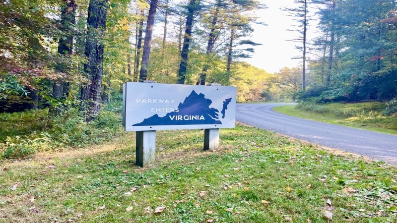 Blue Ridge Parkway Enters Virginia Sign