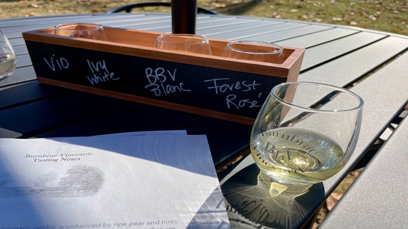 A Wine Flight at Burnbrae Vineyards in Forest, Virginia