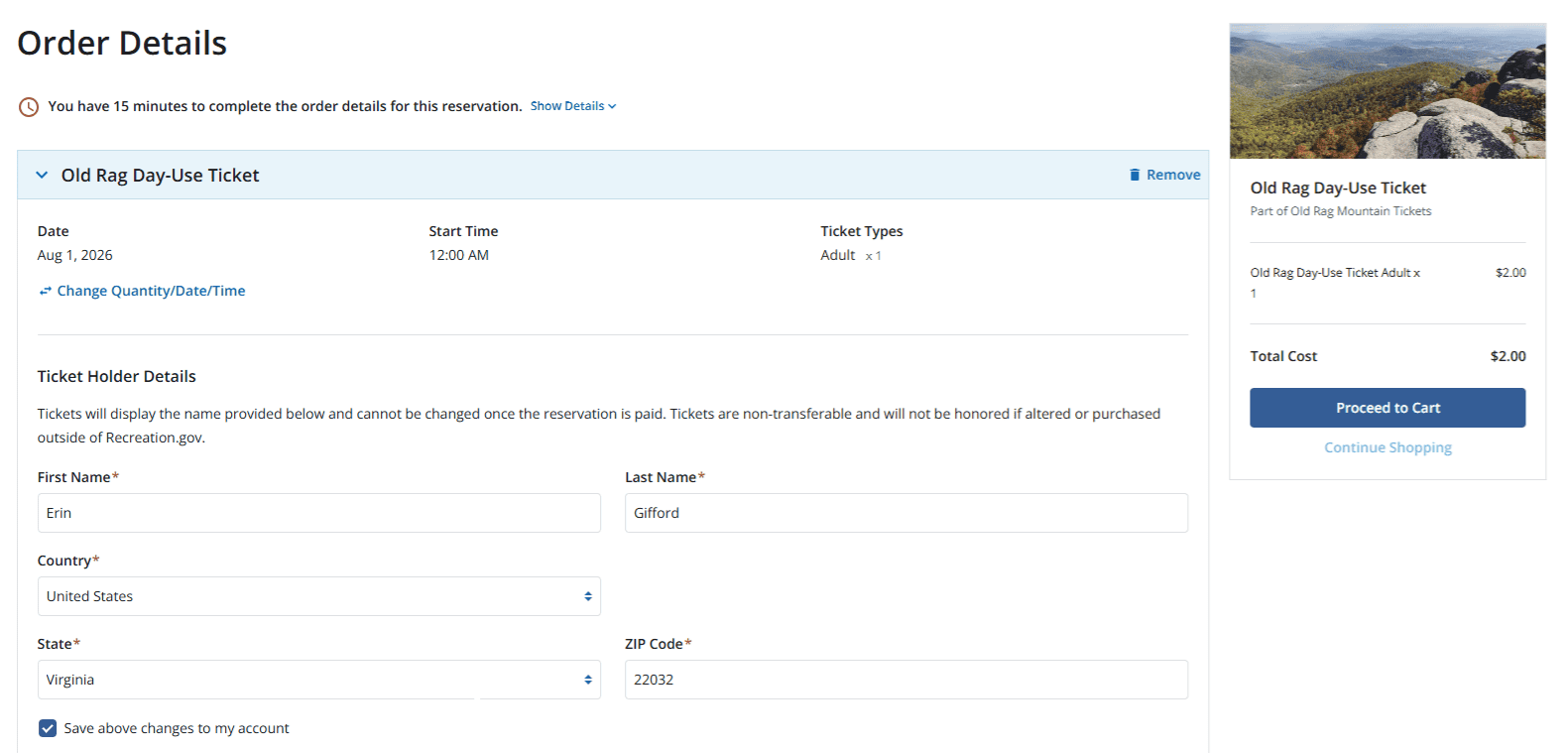 How to Get an Old Rag Day Use Ticket on Recreation.gov