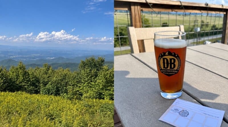 Bluff Mountain views and a post-hike beer at Devils Backbone on the Shenandoah Beerwerks Trail